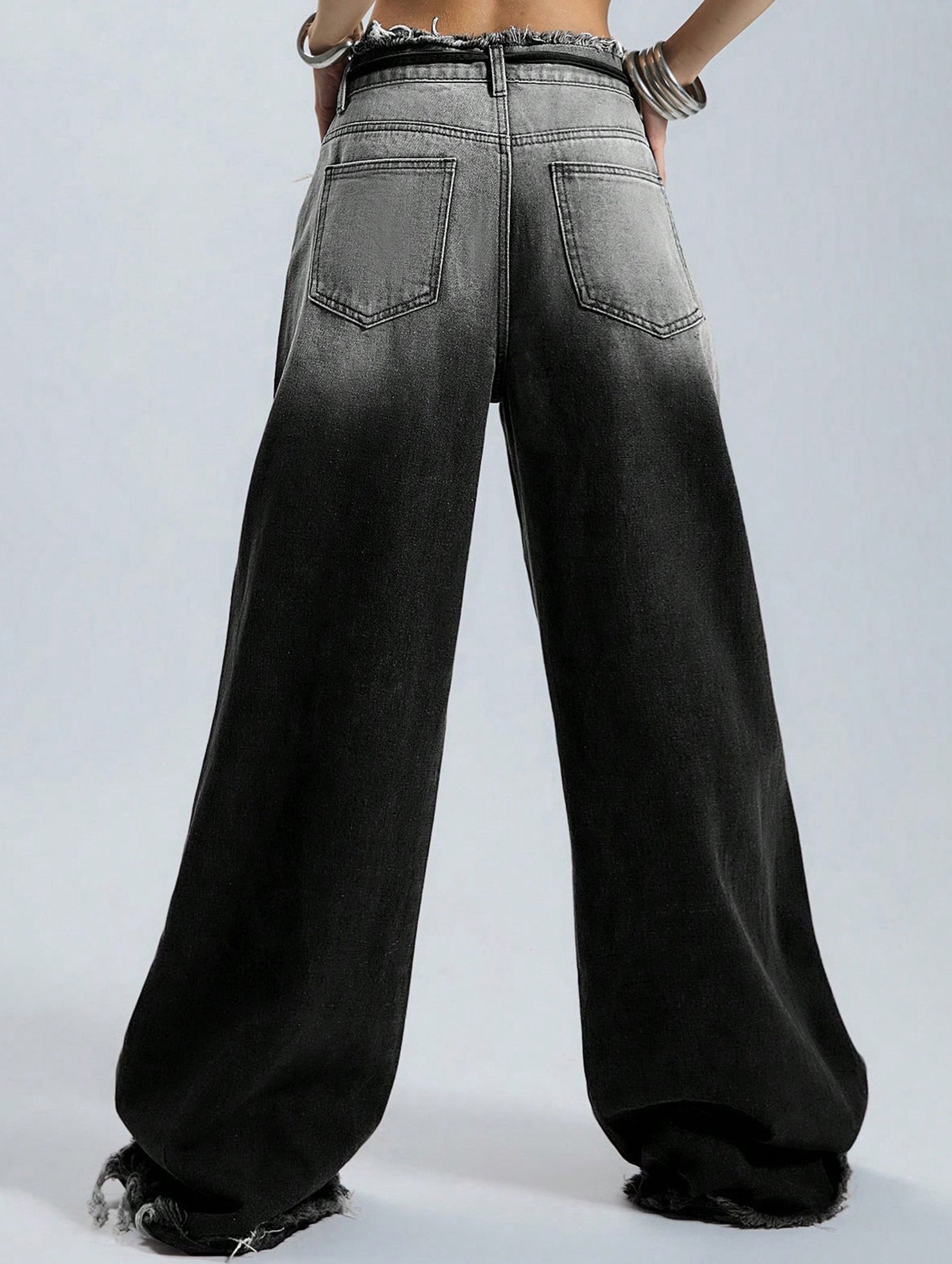 Low-rise loose straight-leg trousers