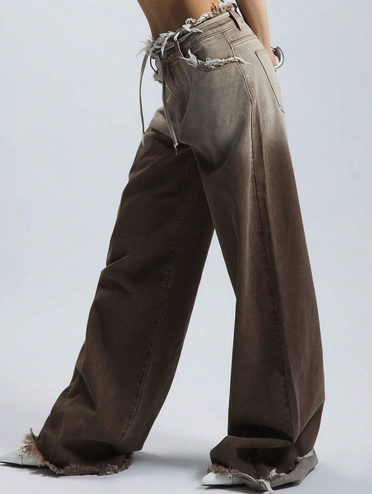 Low-rise loose straight-leg trousers