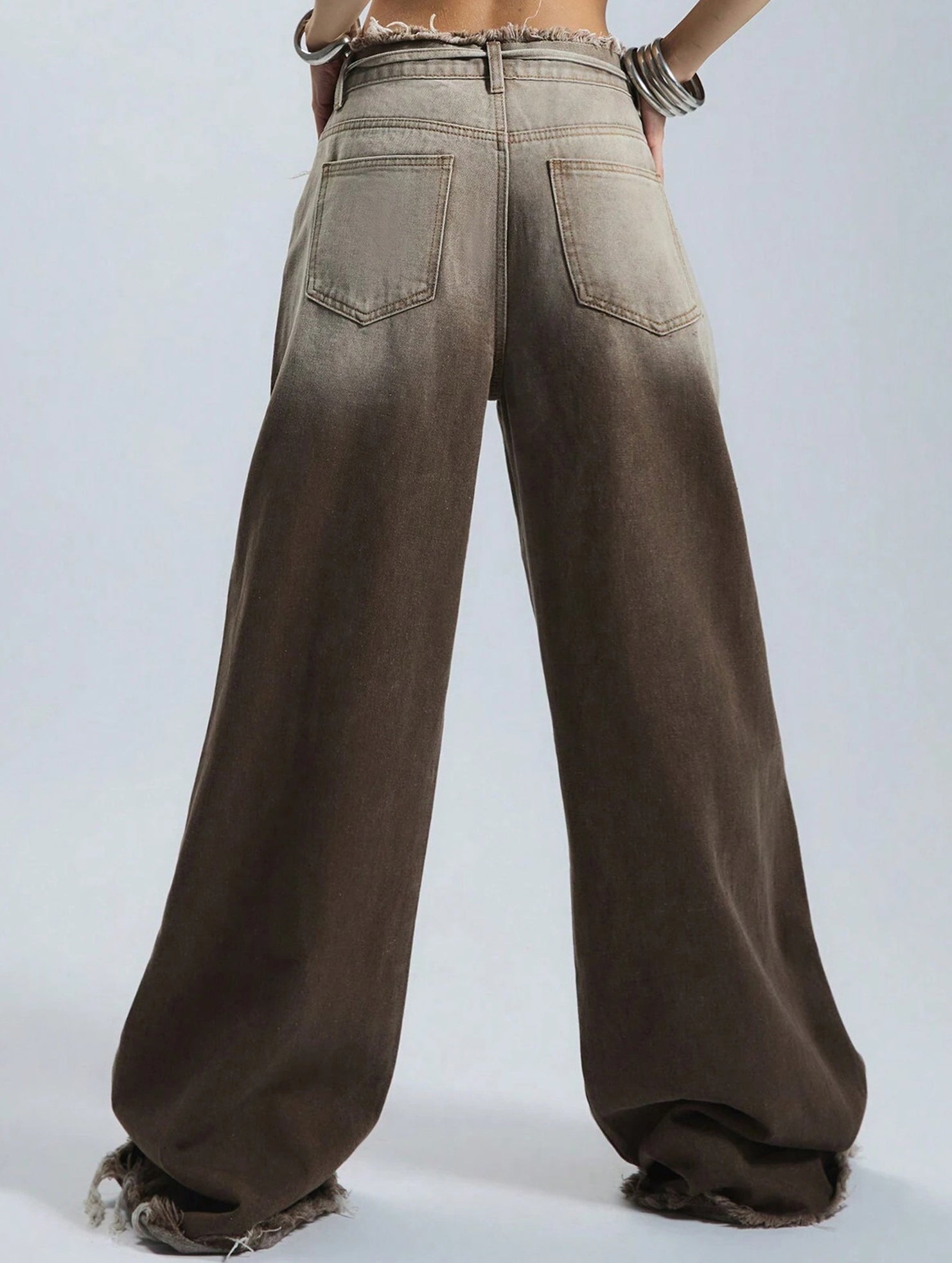 Low-rise loose straight-leg trousers
