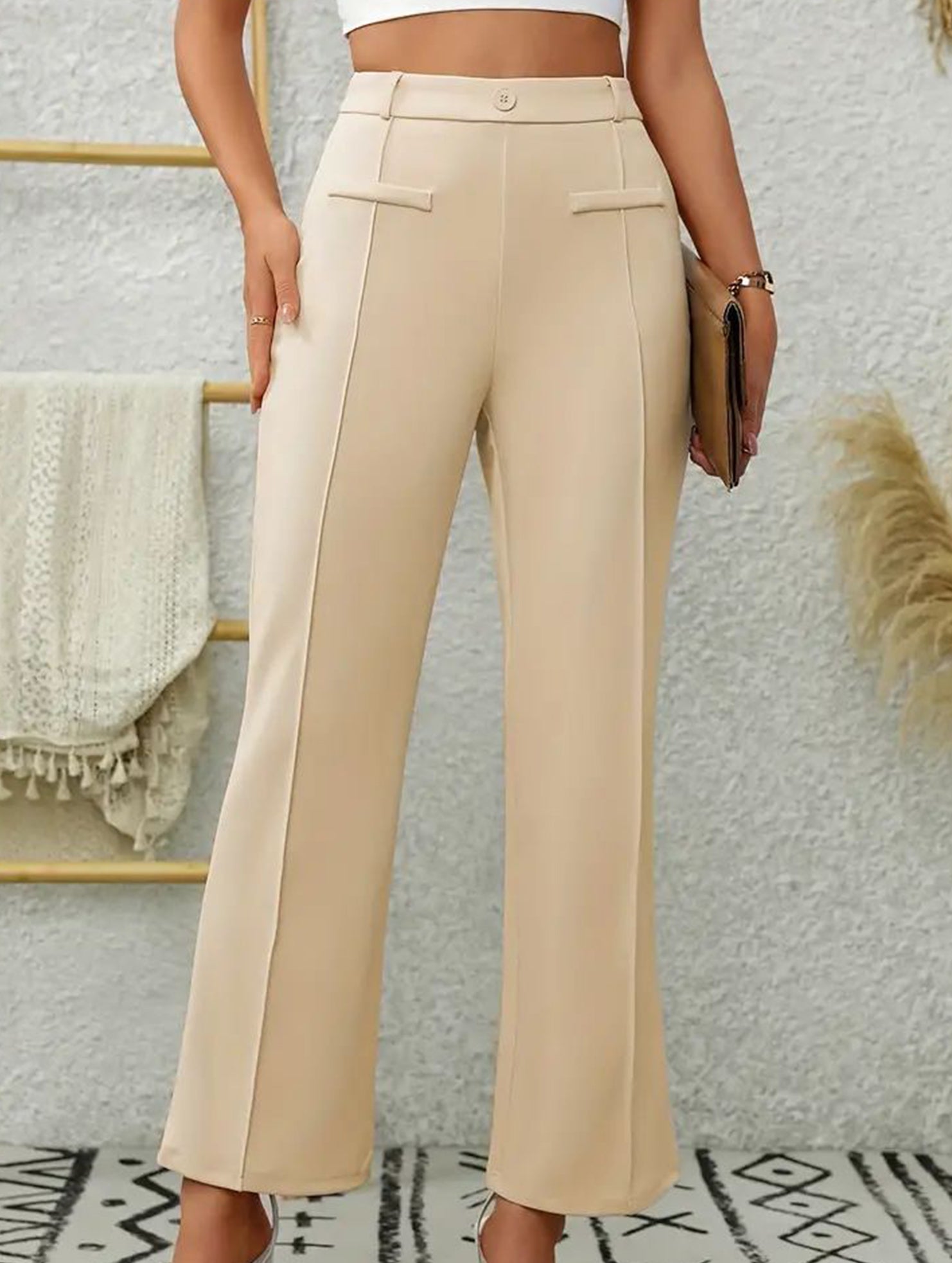 Front pocket detail stretch slim-fit suit trousers
