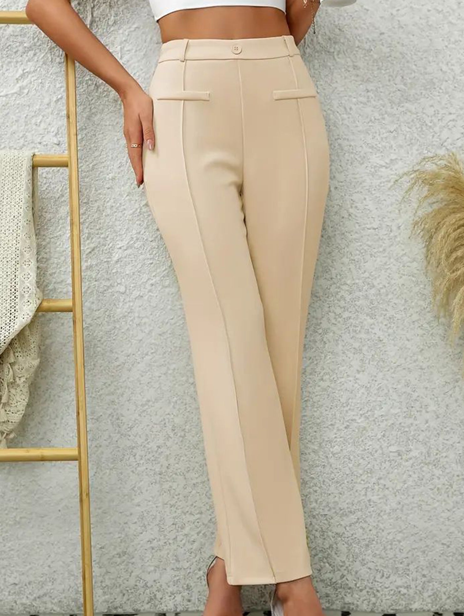 Front pocket detail stretch slim-fit suit trousers
