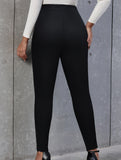 Versatile double-breasted skinny knit trousers