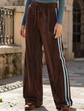 Casual drawstring elastic wide-leg pants