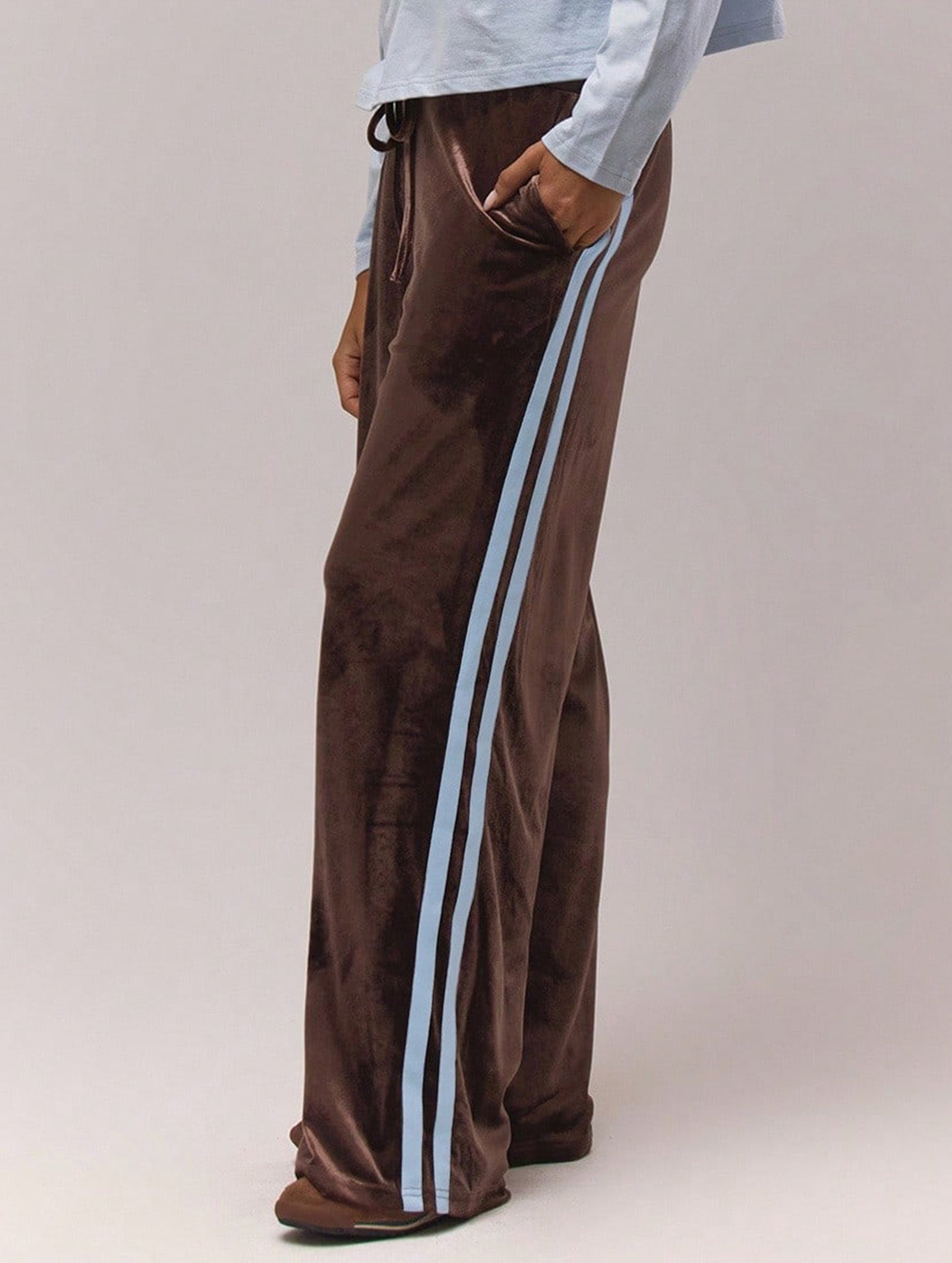 Casual drawstring elastic wide-leg pants