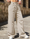 Solid color floor-length wide-leg pants