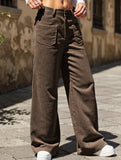Solid color floor-length wide-leg pants