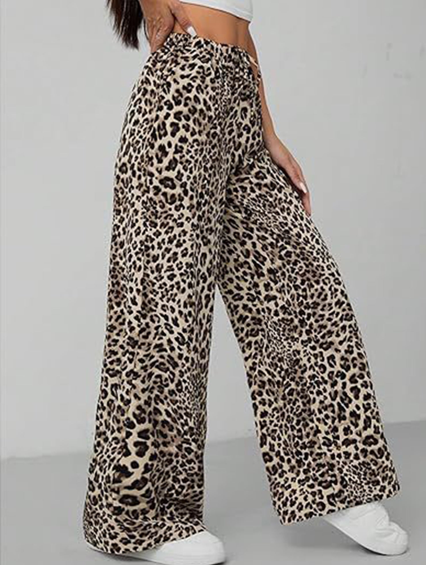 Versatile leopard print low-rise casual pants