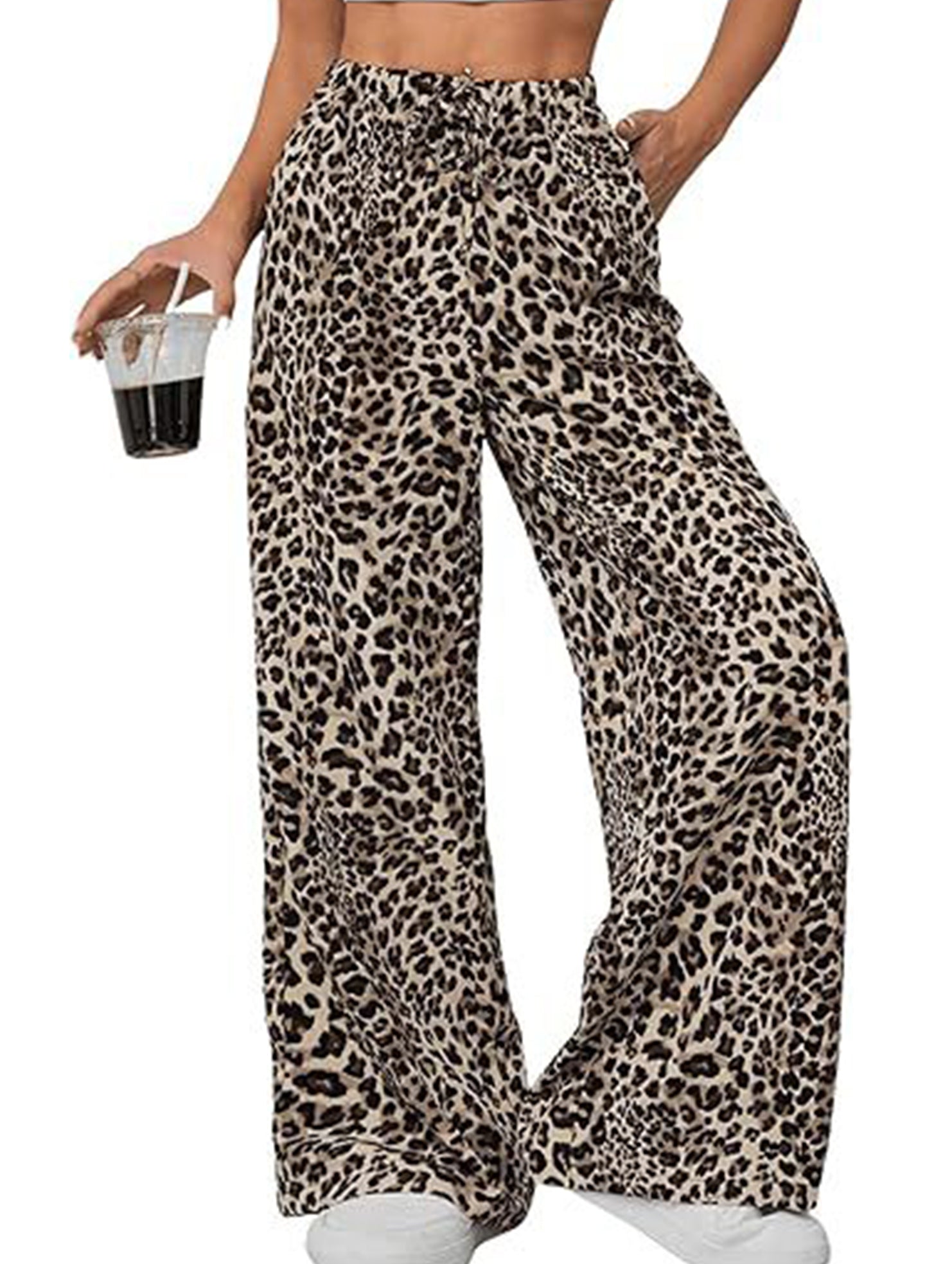 Versatile leopard print low-rise casual pants