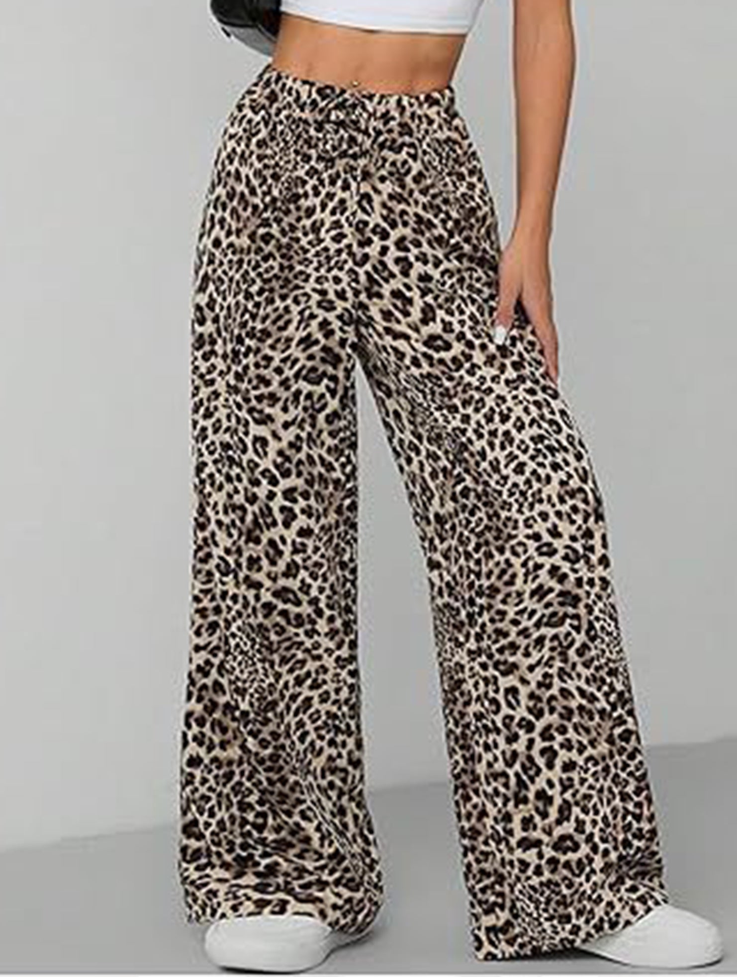 Versatile leopard print low-rise casual pants