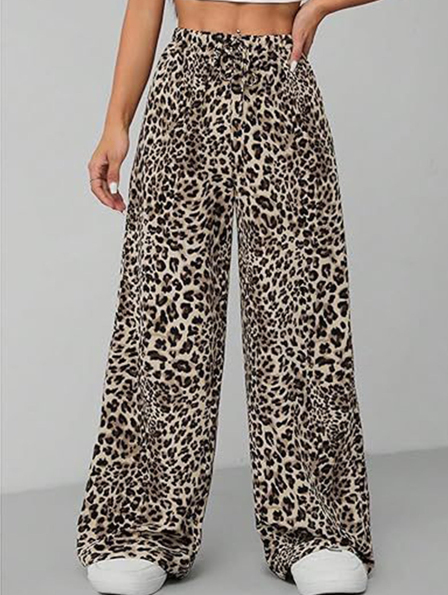 Versatile leopard print low-rise casual pants