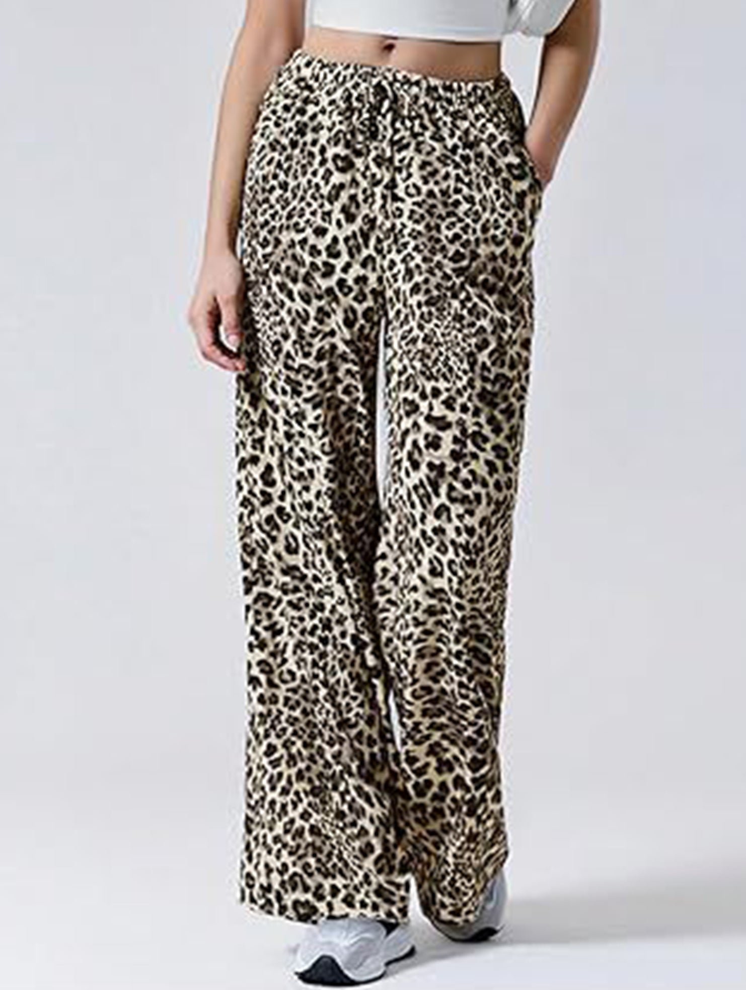 Versatile leopard print low-rise casual pants