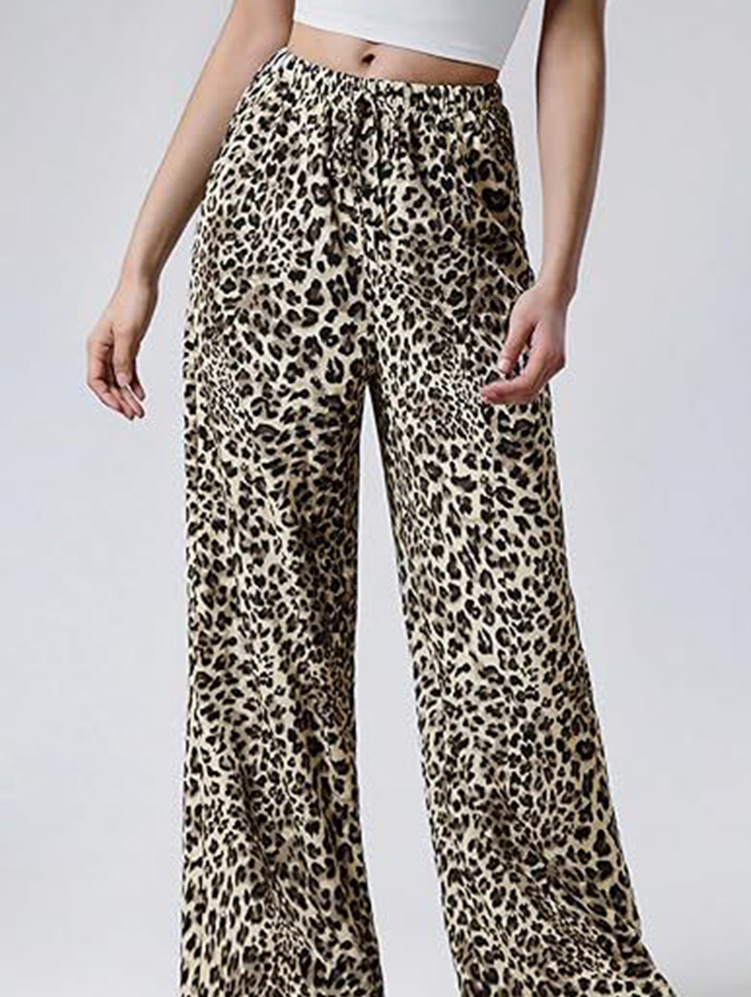 Versatile leopard print low-rise casual pants