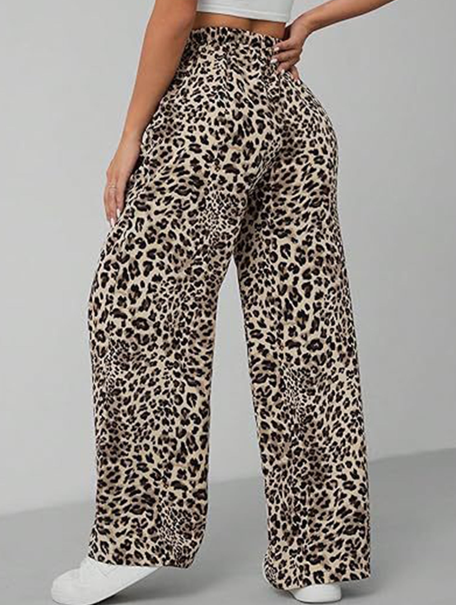 Versatile leopard print low-rise casual pants