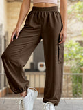 Loose drawstring elastic cargo pants