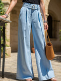 Stylish and casual high-waisted straight-leg pants