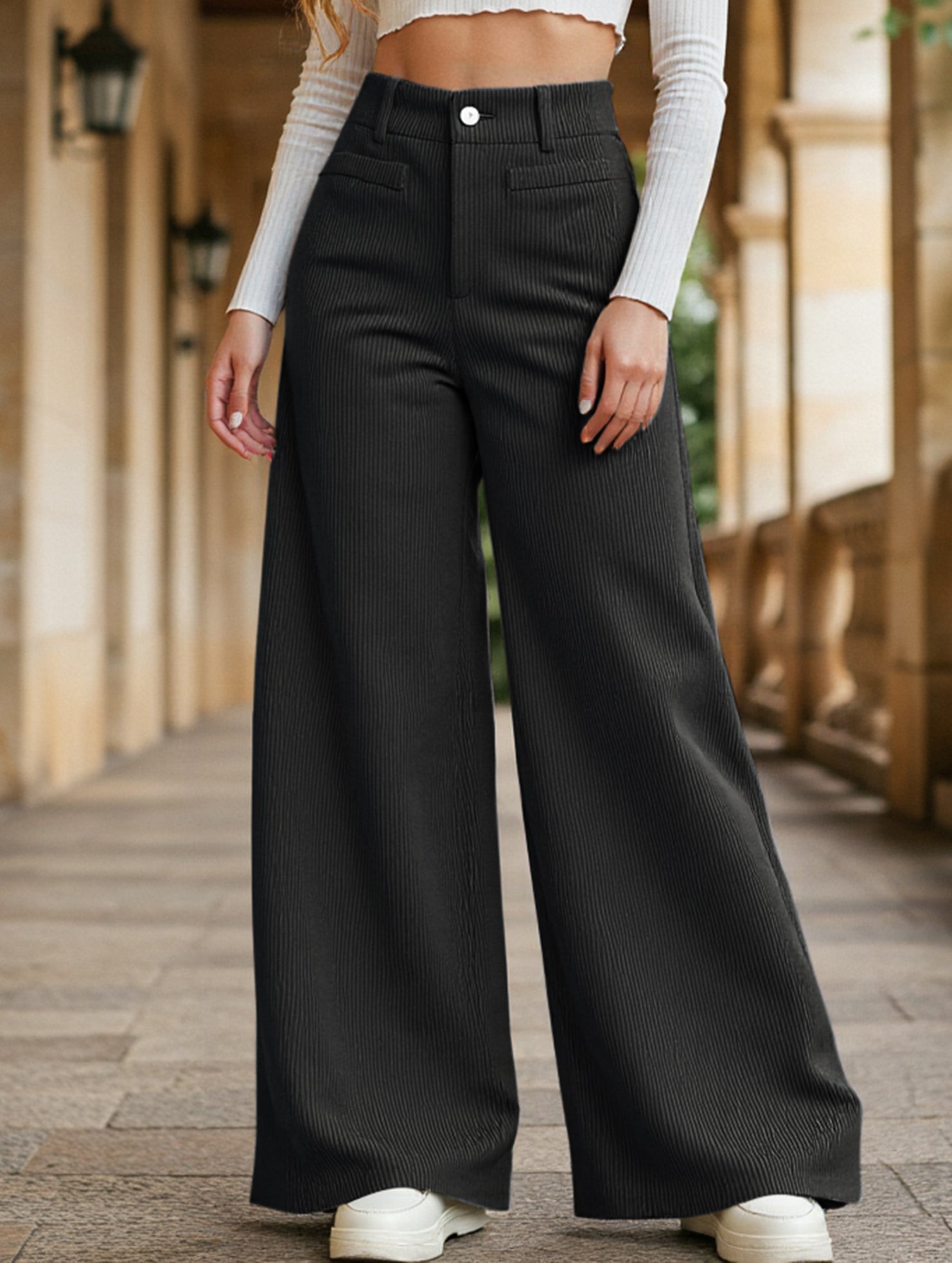 Casual loose straight wide-leg pants