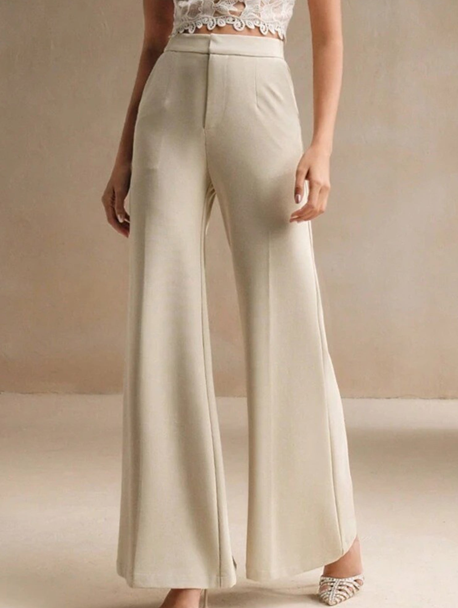 Casual high-waisted wide-leg pants