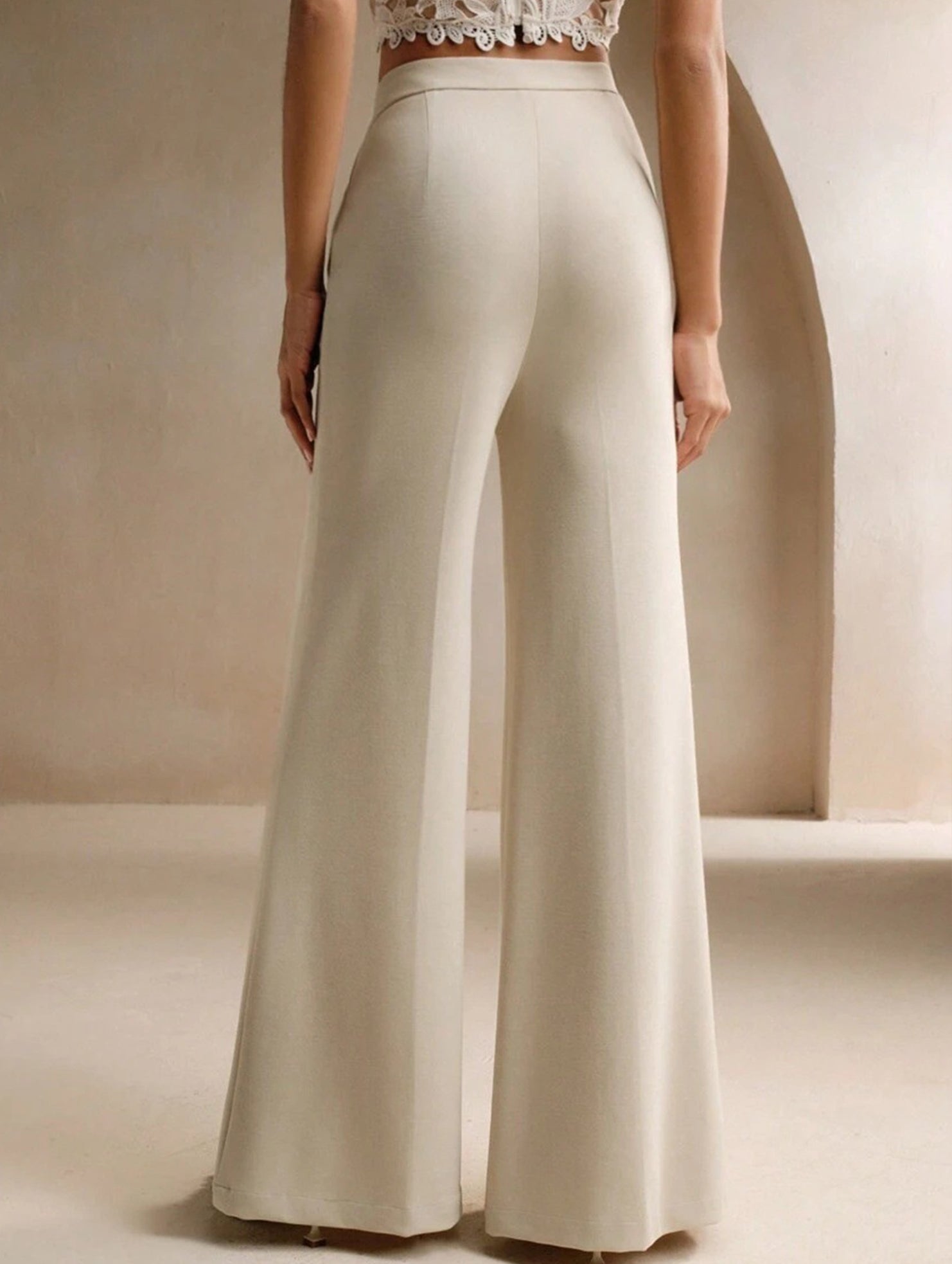 Casual high-waisted wide-leg pants