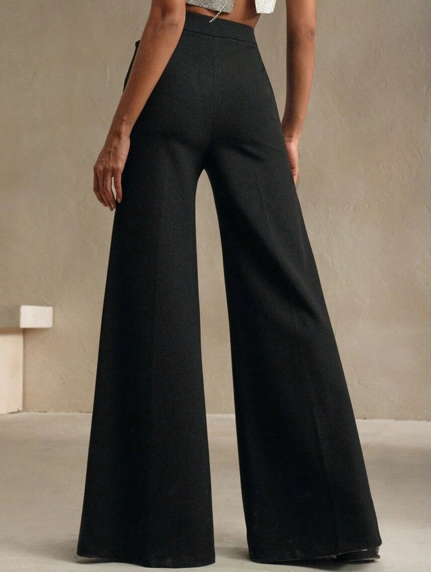 Casual high-waisted wide-leg pants
