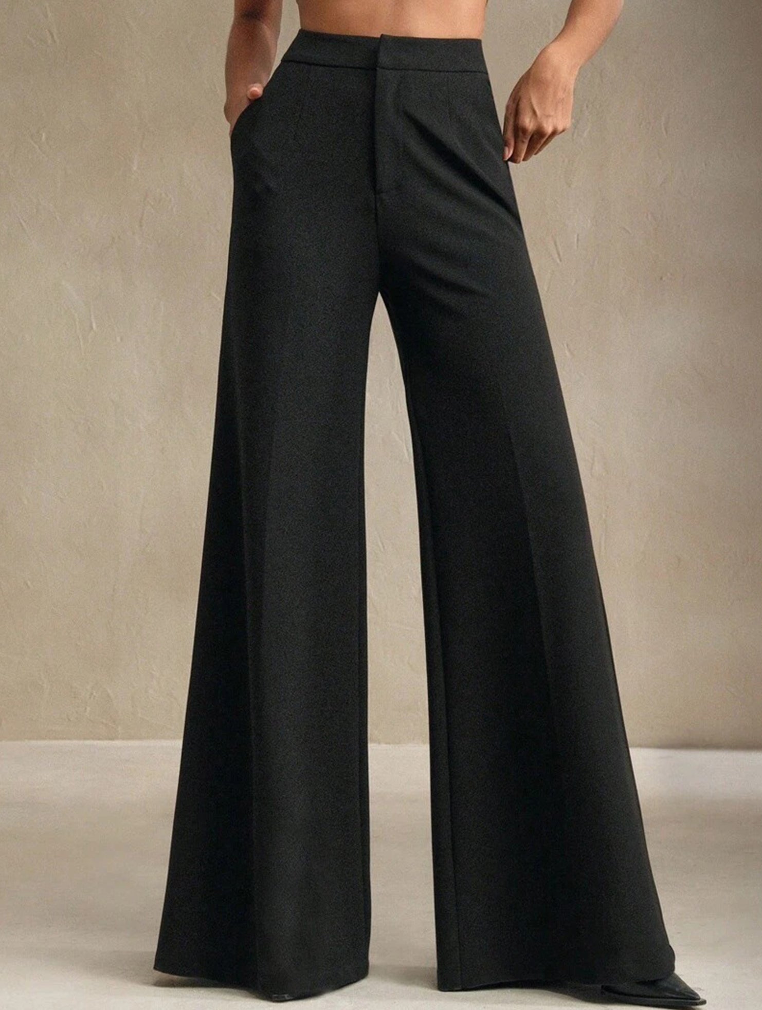 Casual high-waisted wide-leg pants