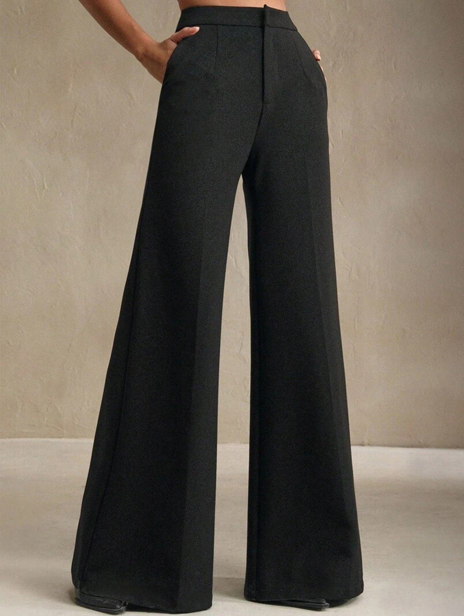 Casual high-waisted wide-leg pants