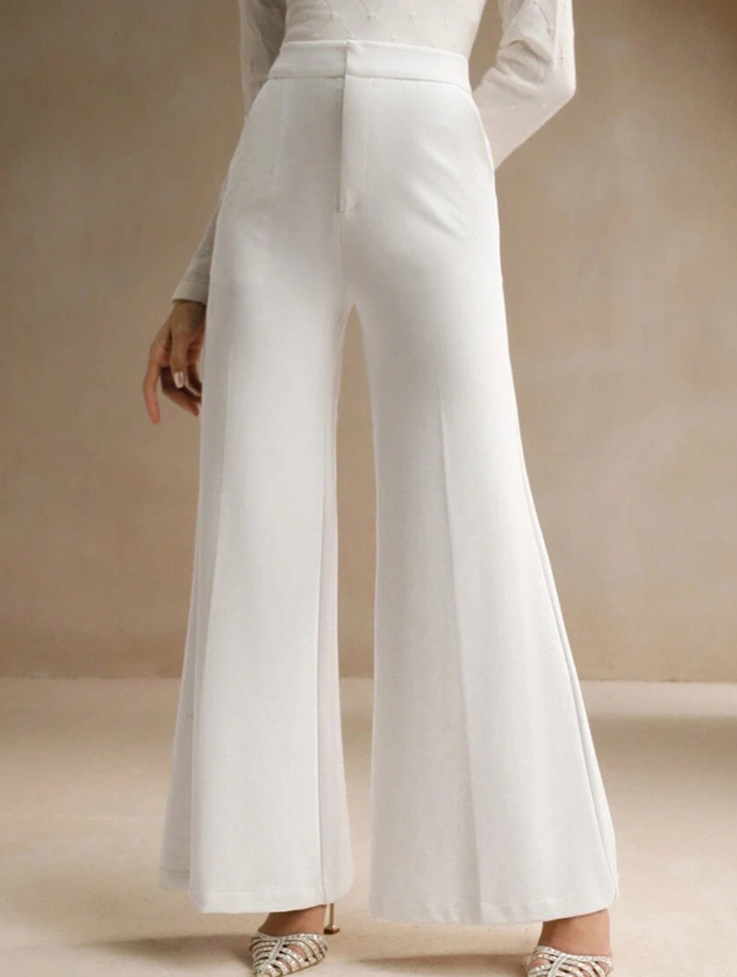 Casual high-waisted wide-leg pants