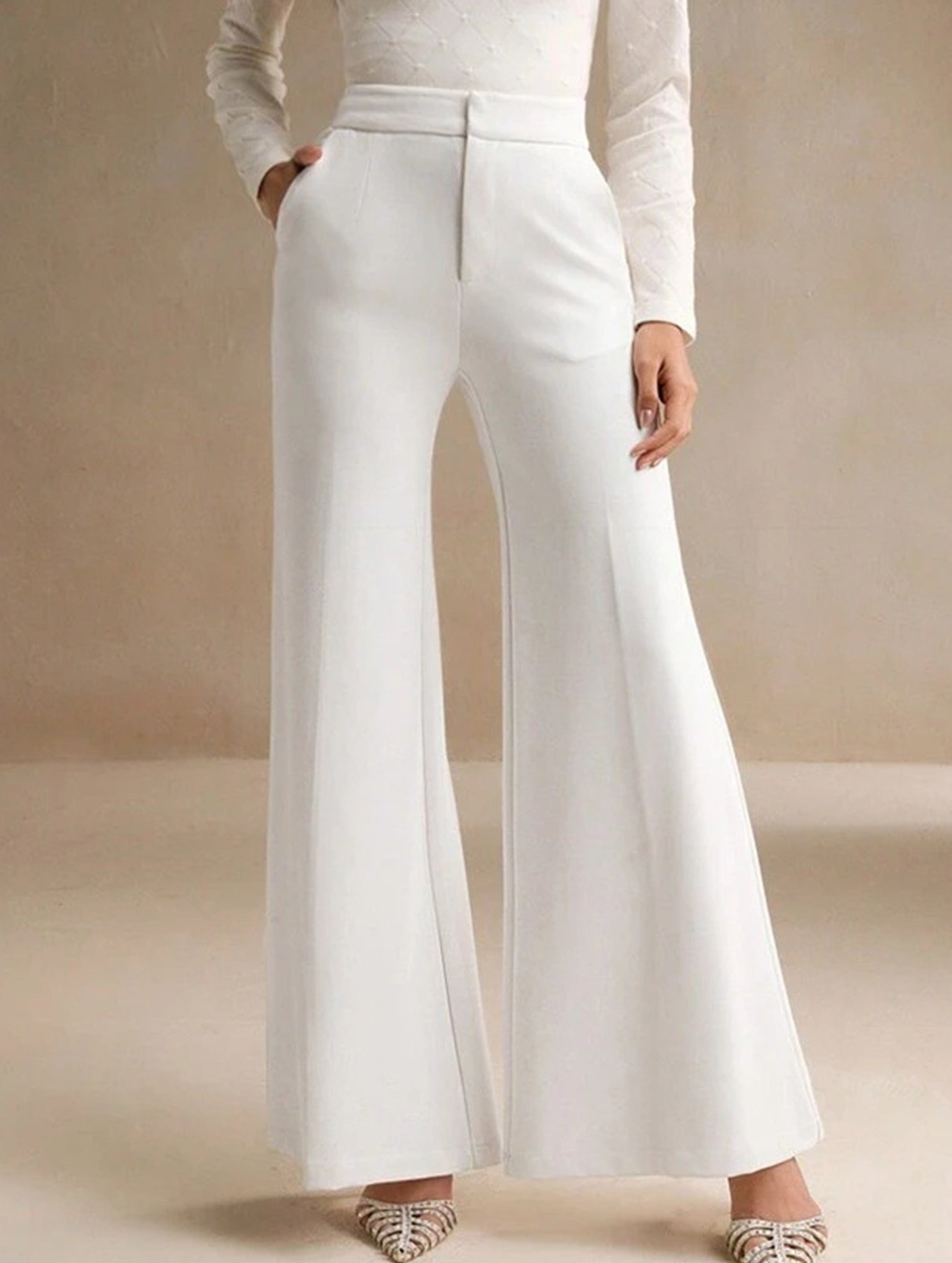 Casual high-waisted wide-leg pants