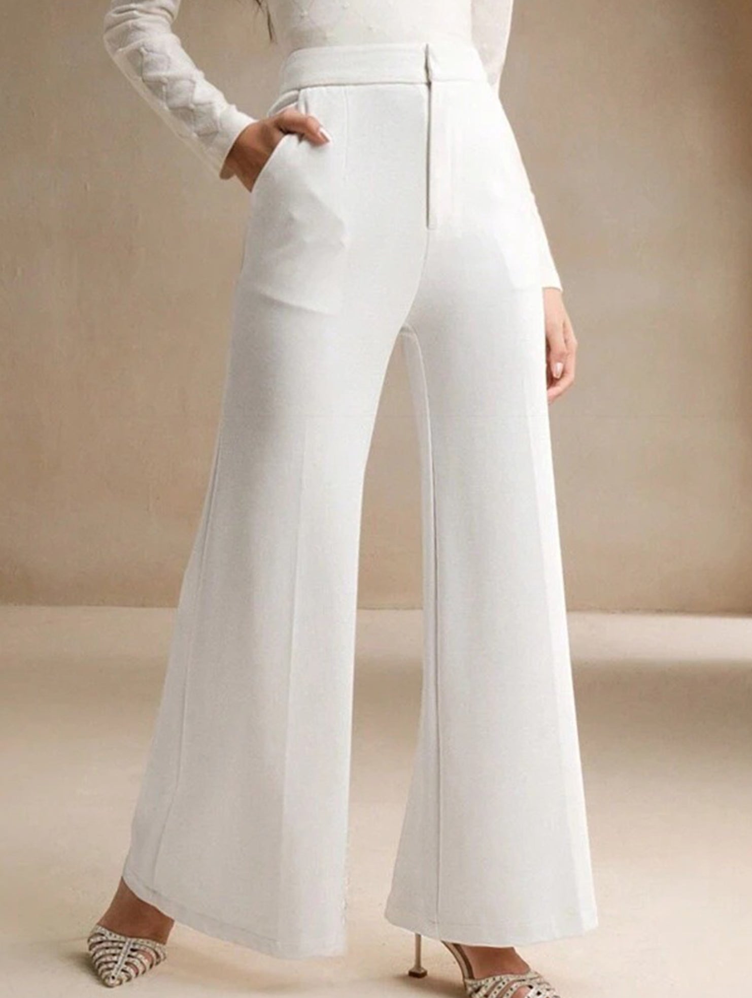 Casual high-waisted wide-leg pants
