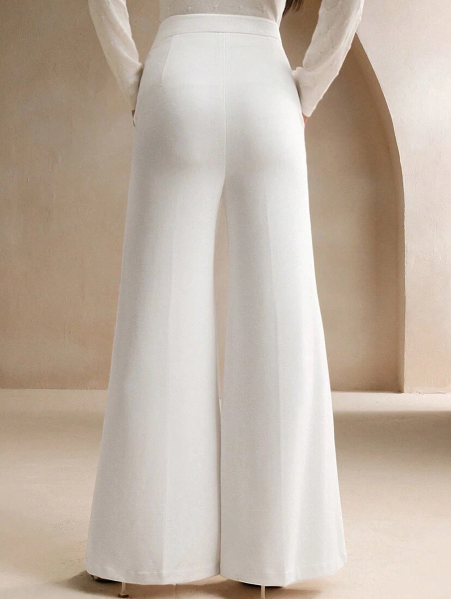 Casual high-waisted wide-leg pants