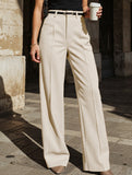 Solid color high-waisted suit pants