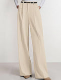 Solid color high-waisted suit pants