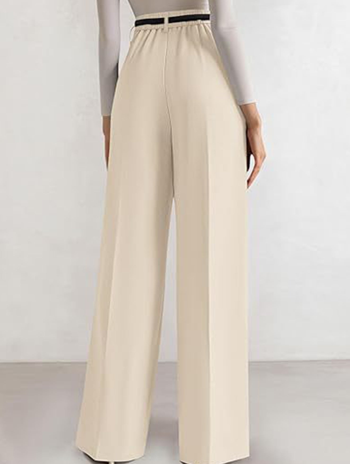 Solid color high-waisted suit pants