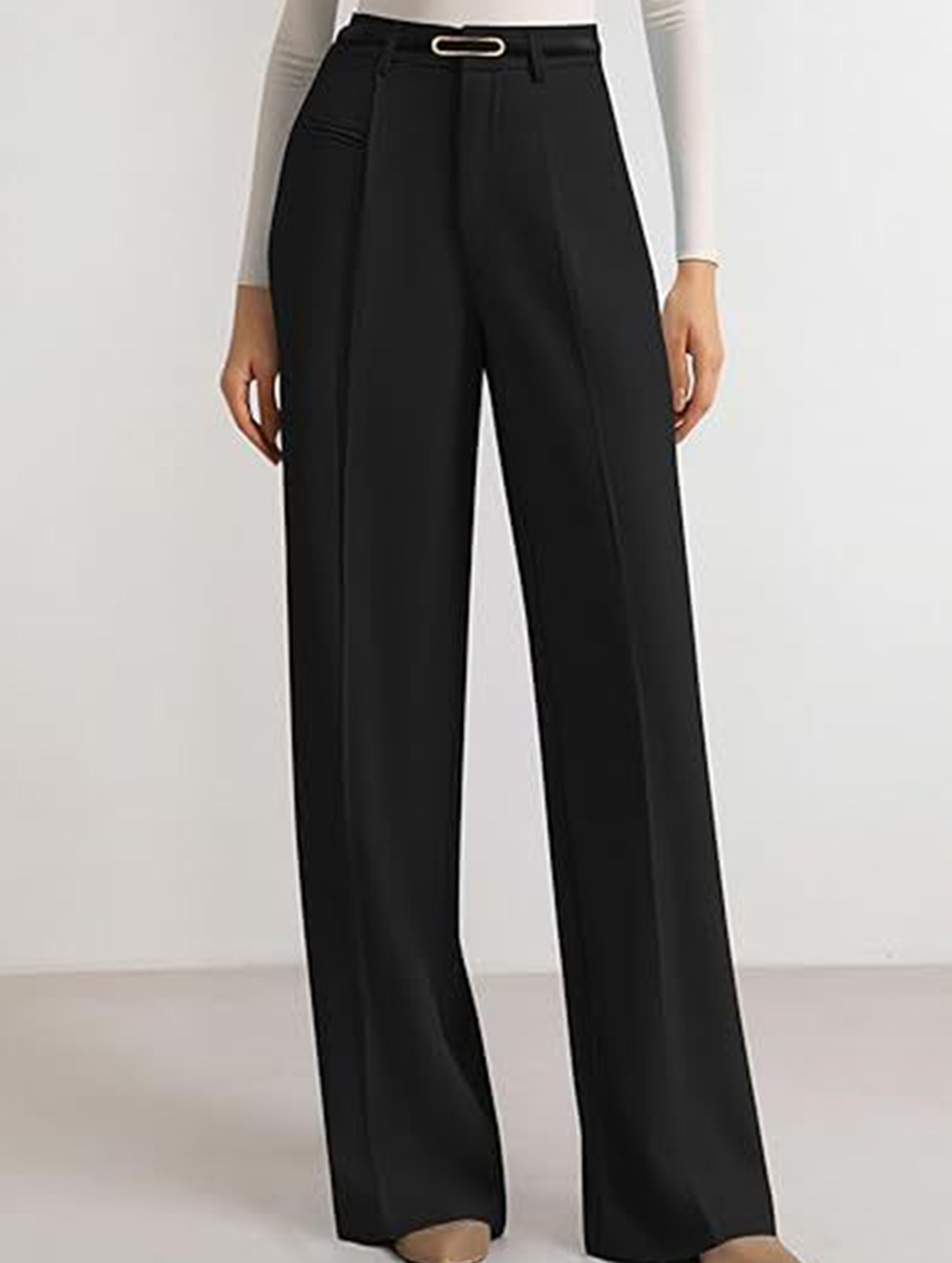 Solid color high-waisted suit pants