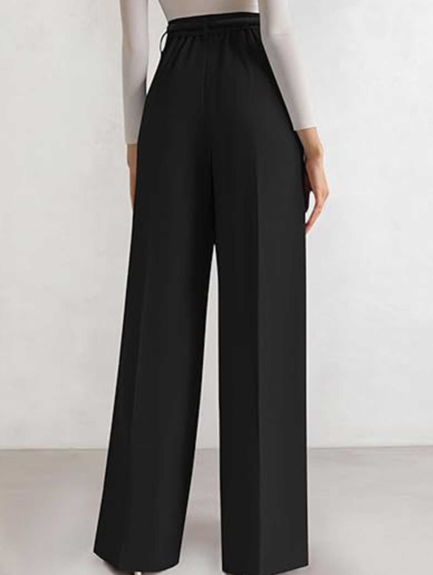 Solid color high-waisted suit pants