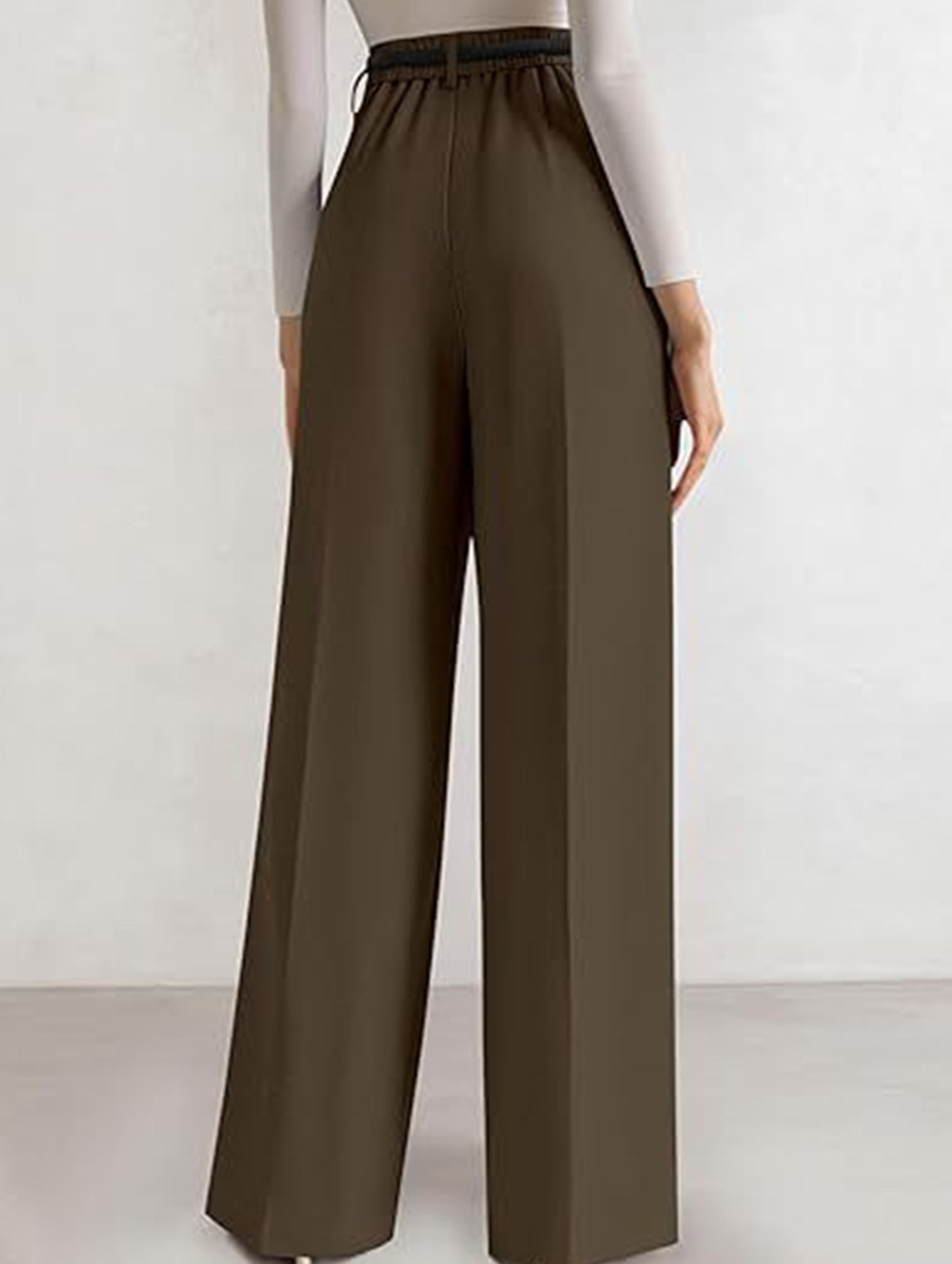 Solid color high-waisted suit pants