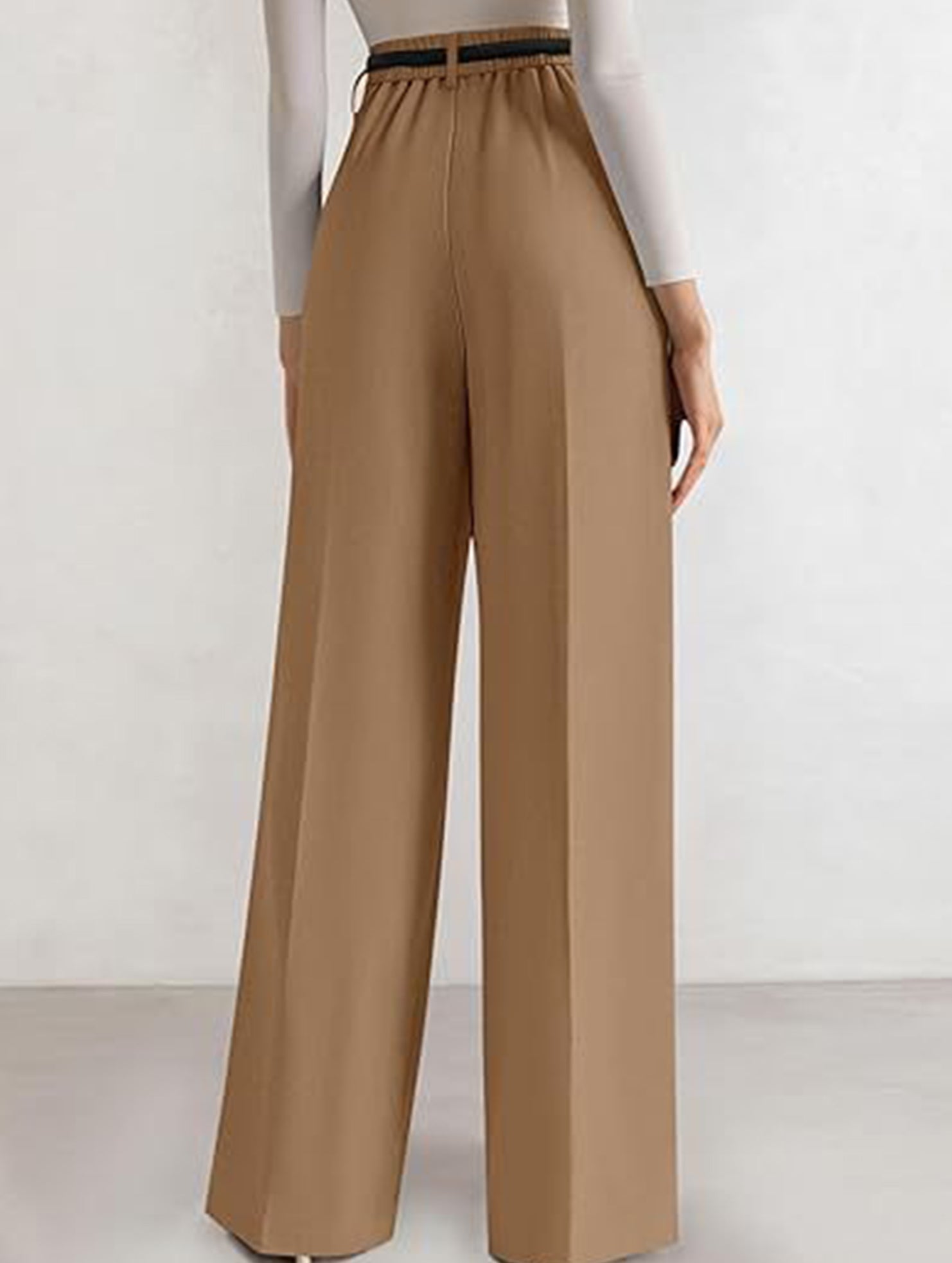 Solid color high-waisted suit pants