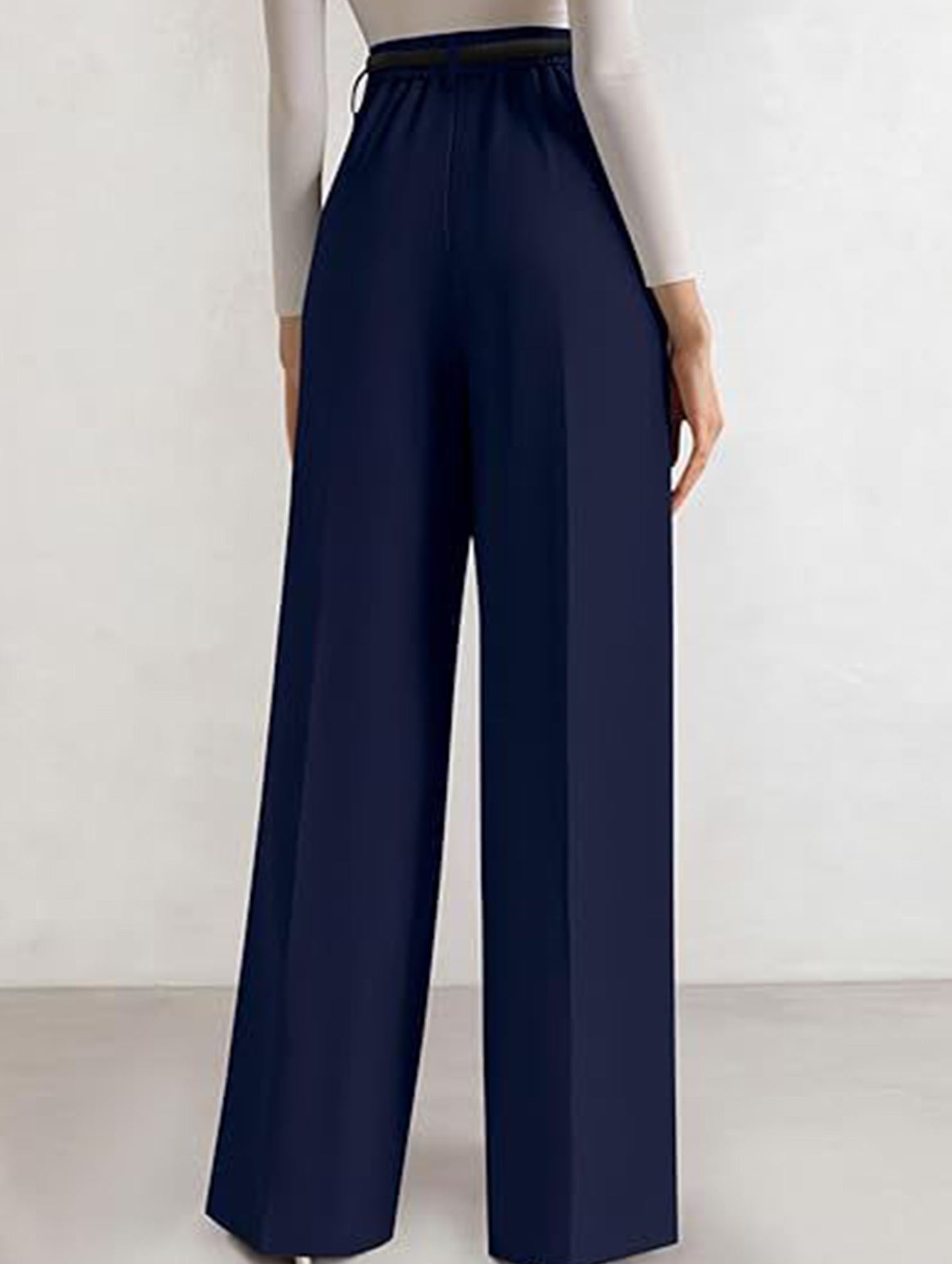 Solid color high-waisted suit pants
