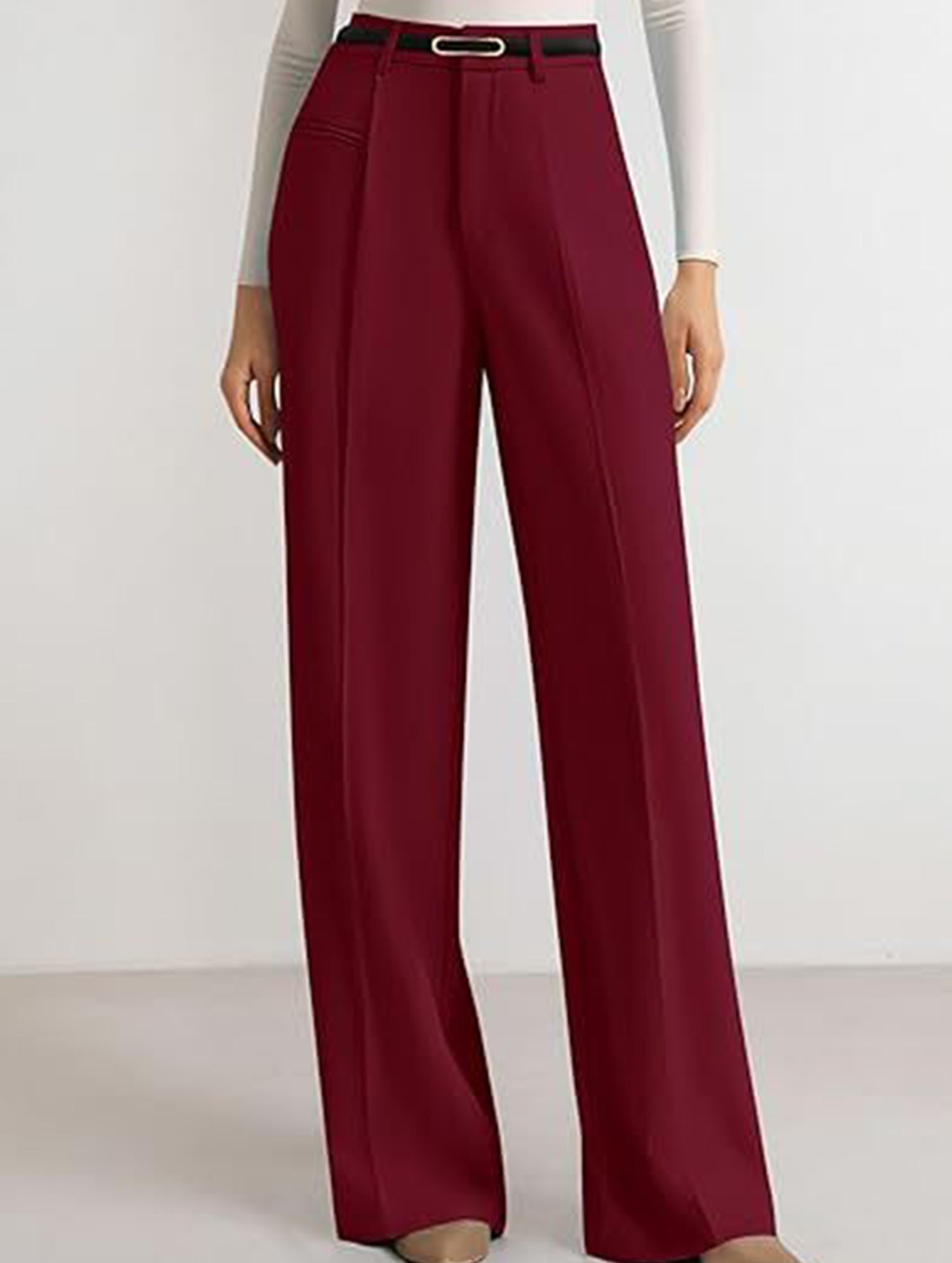 Solid color high-waisted suit pants