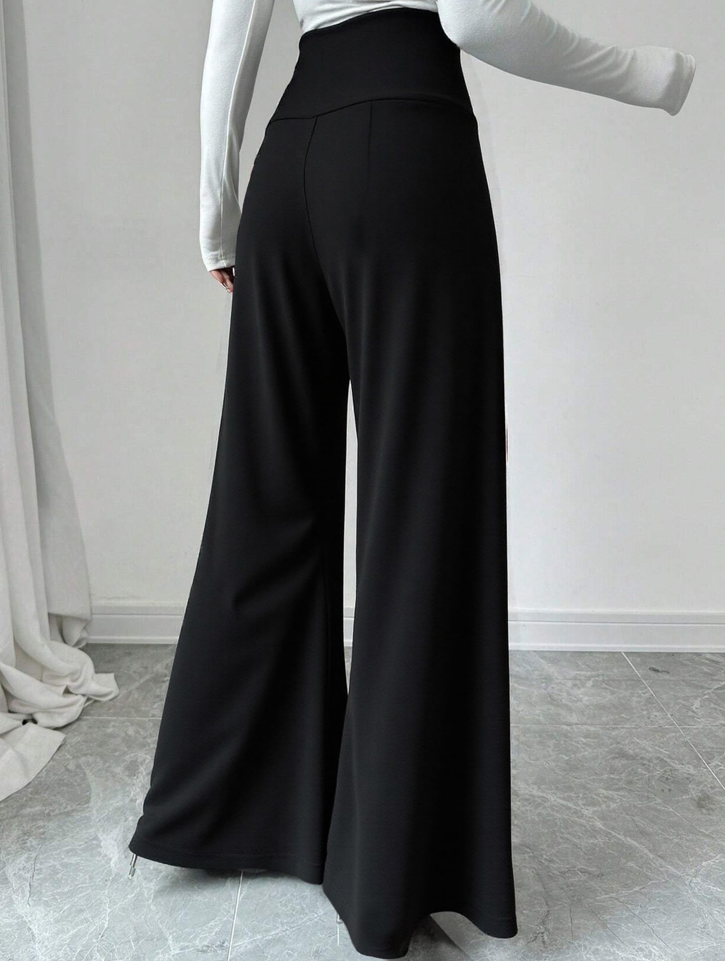 Casual flowy floor-length straight-leg pants