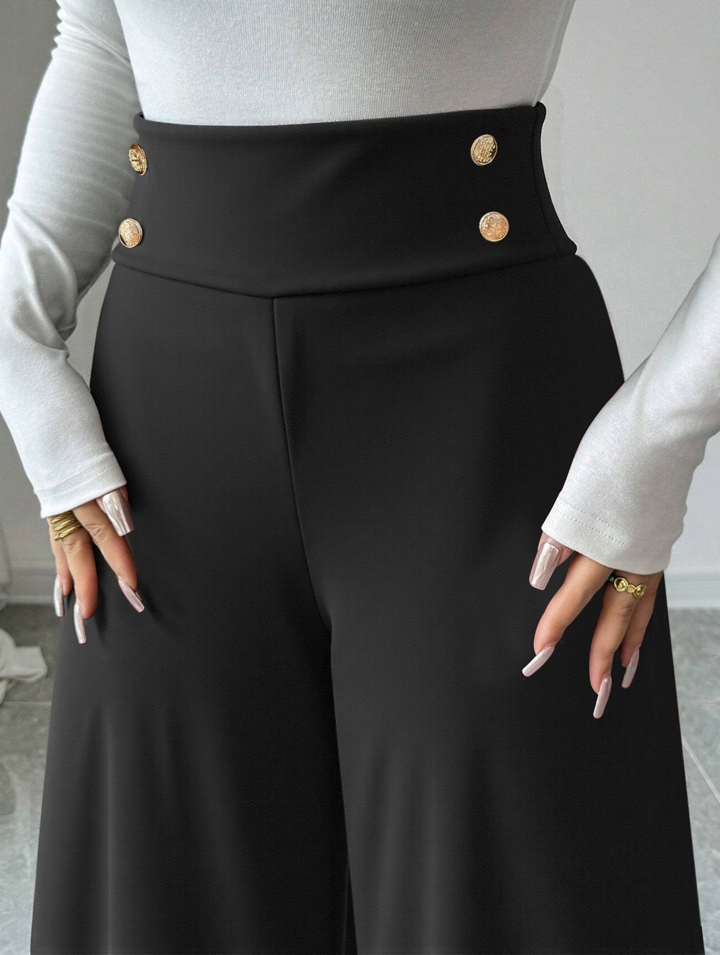 Casual flowy floor-length straight-leg pants