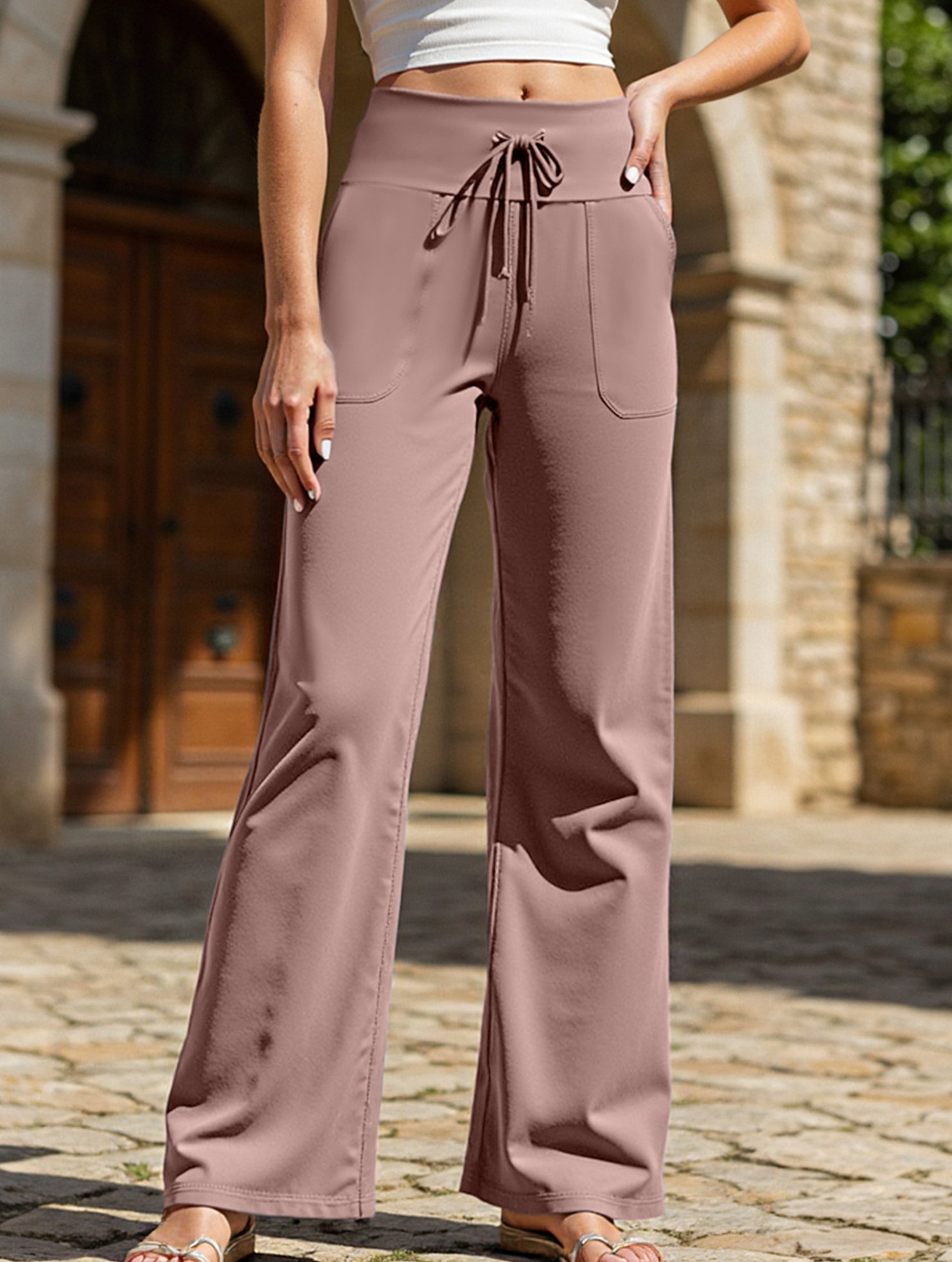 Wide-leg casual flowy sports yoga pants