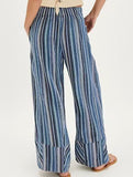 Loose-fitting high-waisted striped wide-leg pants