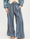 Loose-fitting high-waisted striped wide-leg pants