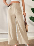 Casual high-waisted slimming wide-leg pants