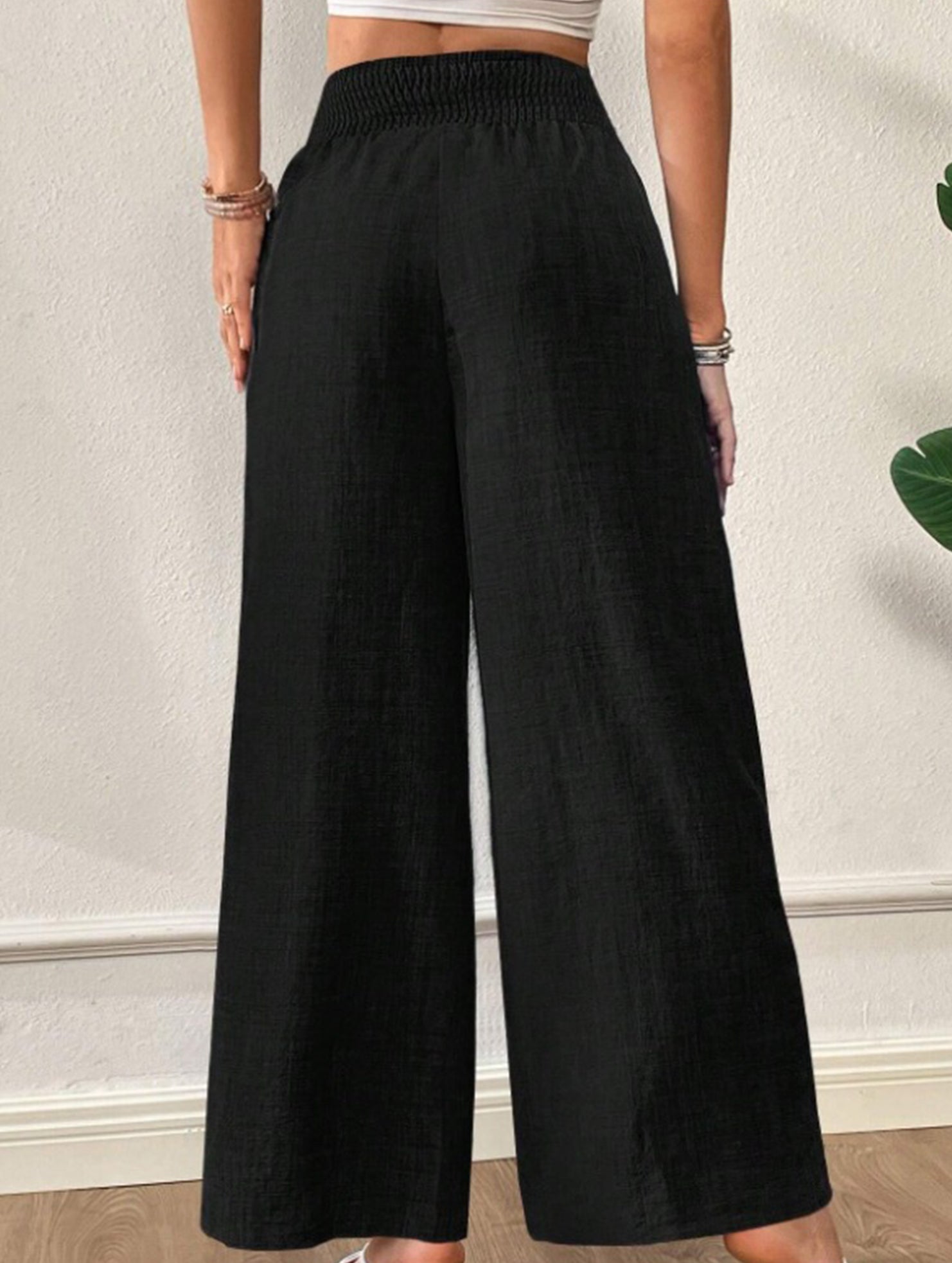 Casual high-waisted slimming wide-leg pants