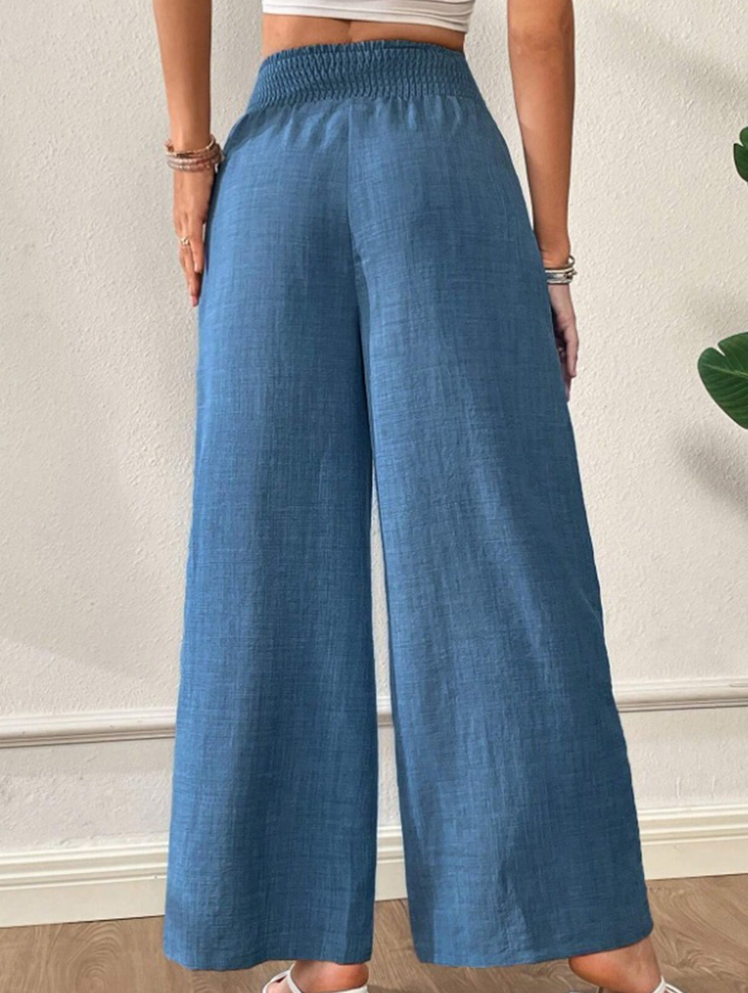Casual high-waisted slimming wide-leg pants