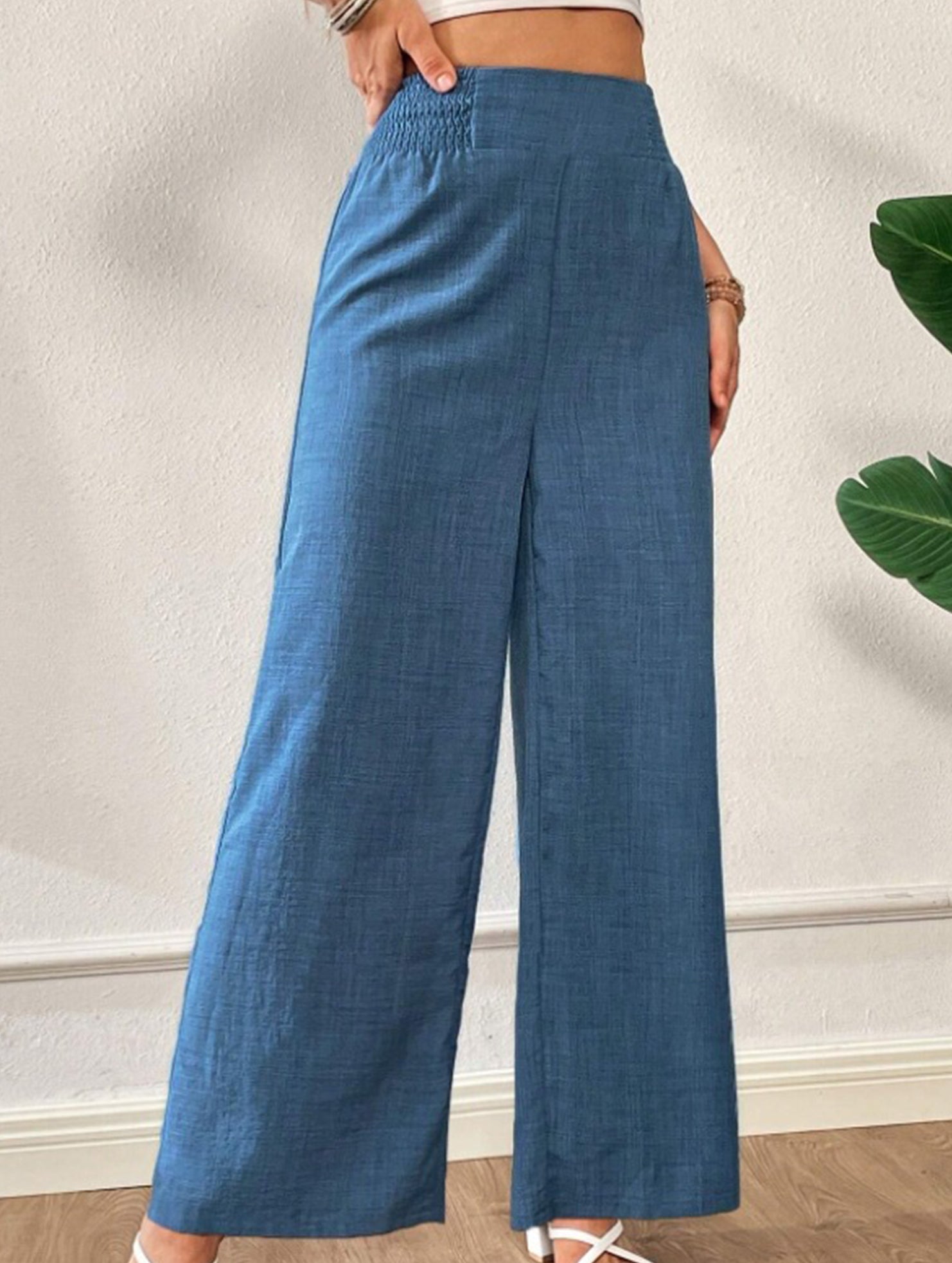 Casual high-waisted slimming wide-leg pants