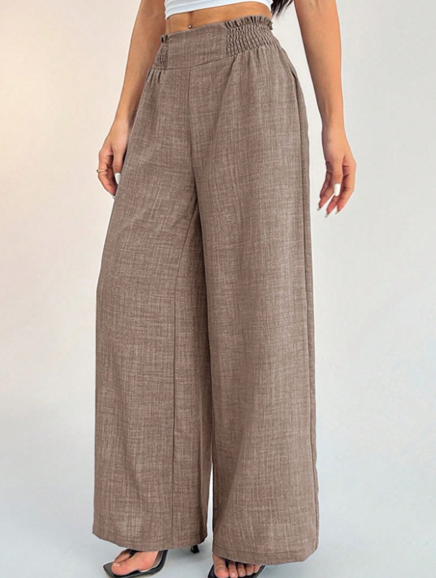 Casual high-waisted slimming wide-leg pants