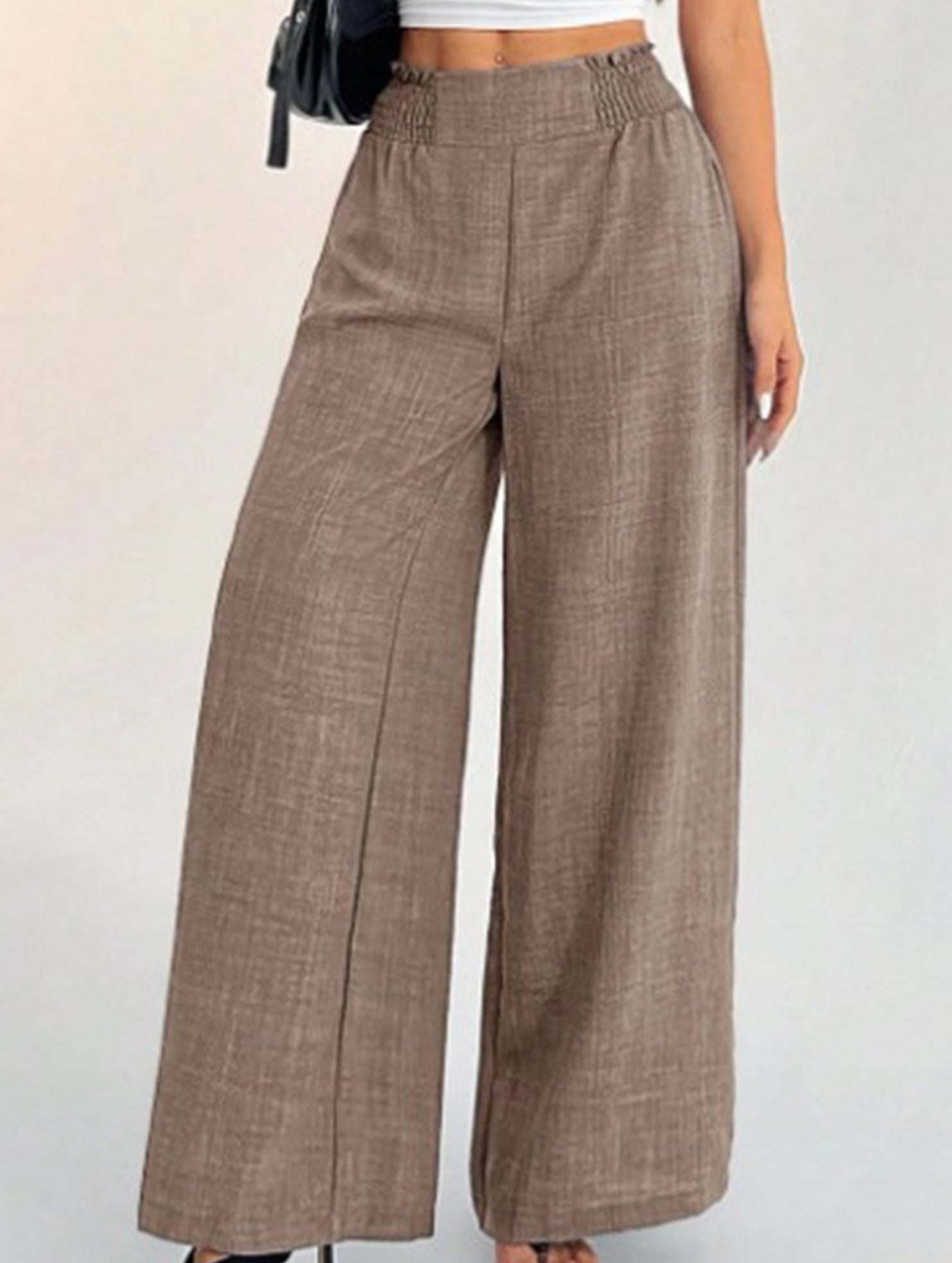 Casual high-waisted slimming wide-leg pants