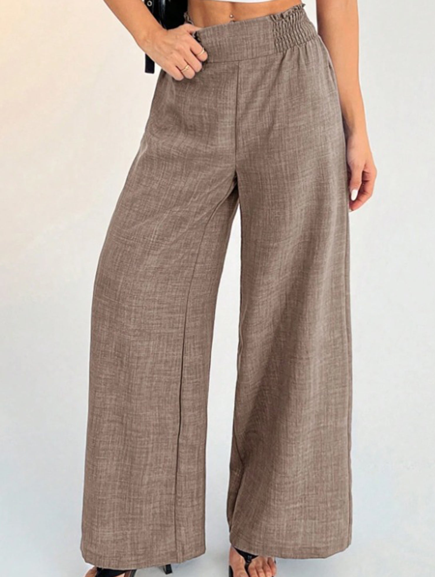 Casual high-waisted slimming wide-leg pants